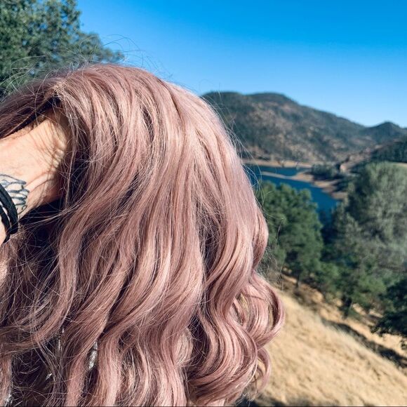 Dusty Rose Lace Front Synthetic Curly Lob Wig Size OS - Picture 9 of 13